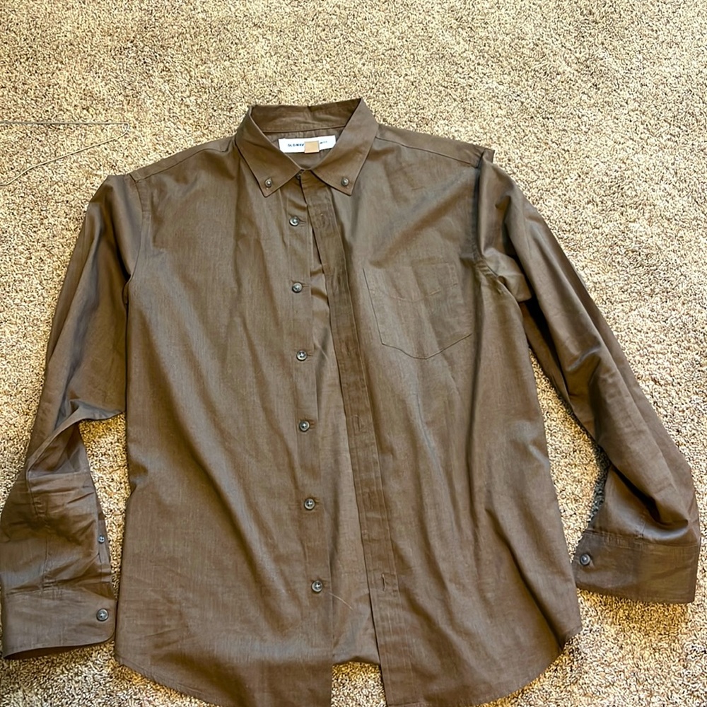 Old Navy brown button down, medium slim fit.